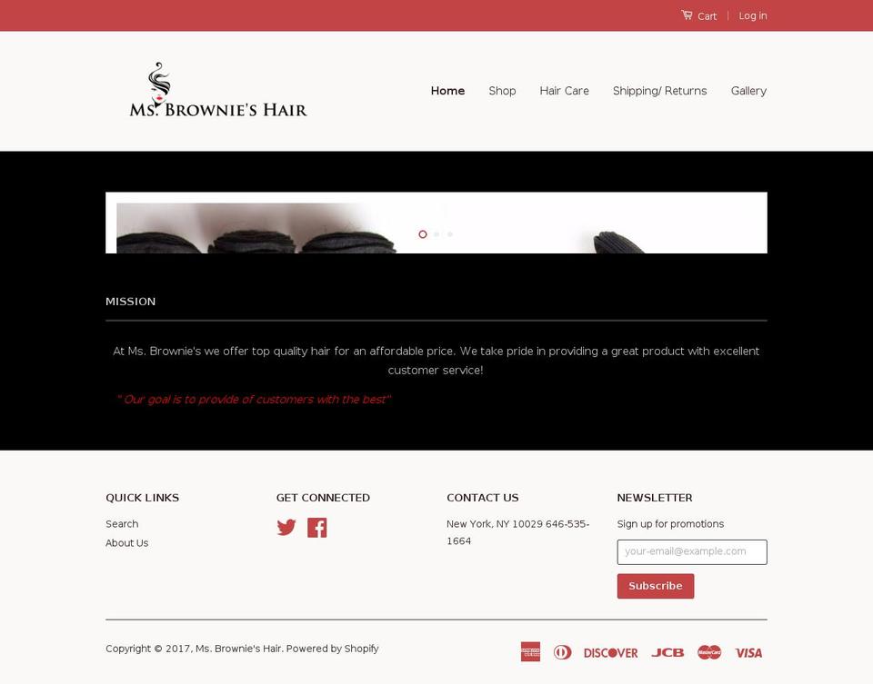 msbrownieshair.com shopify website screenshot