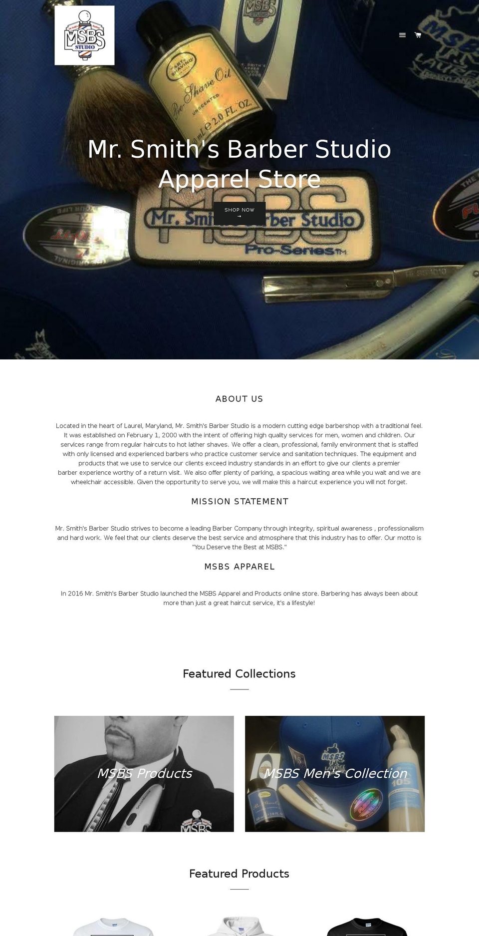 msbsapparel.com — Shopify storefront screenshot
