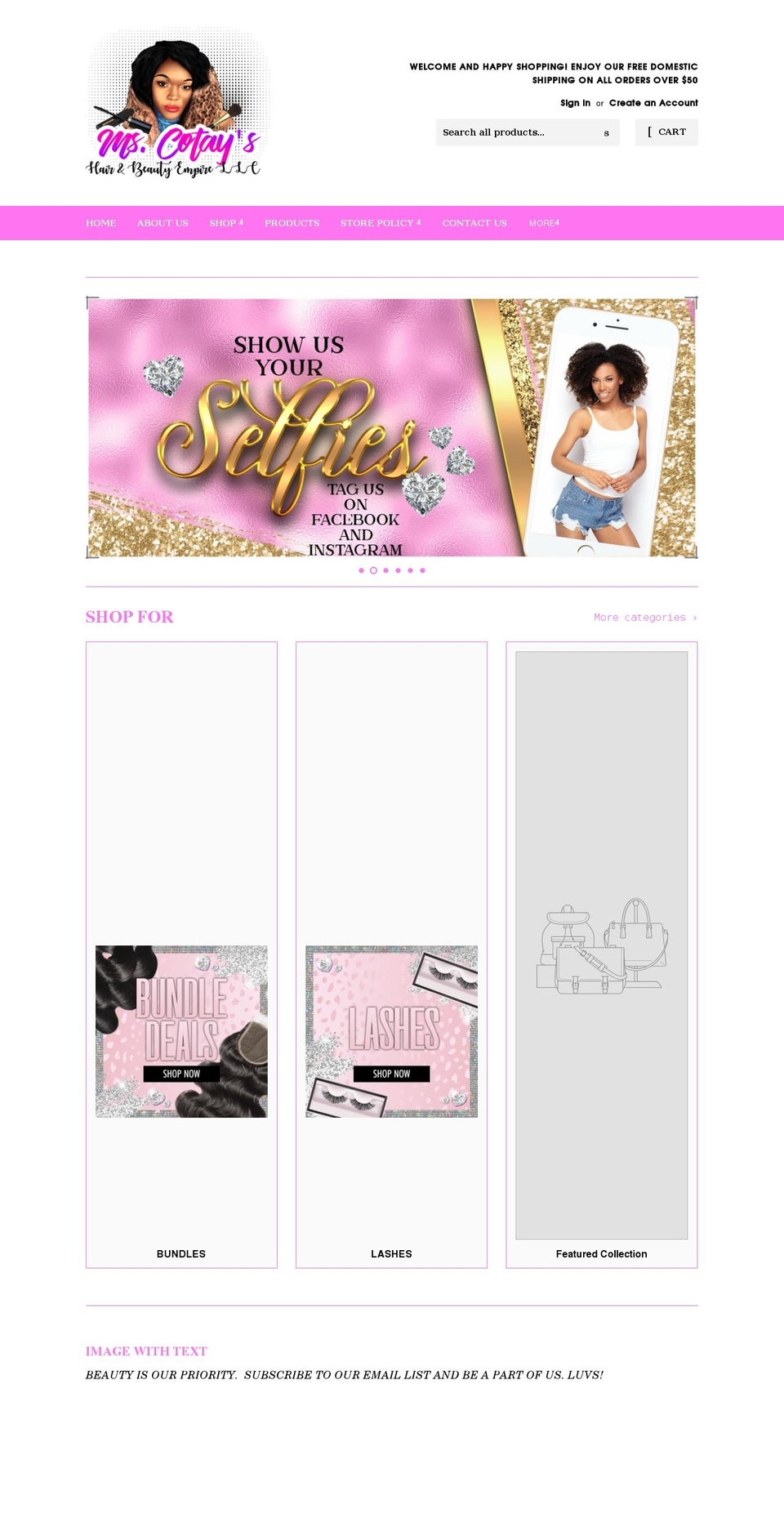 mscotayshairempires.com shopify website screenshot