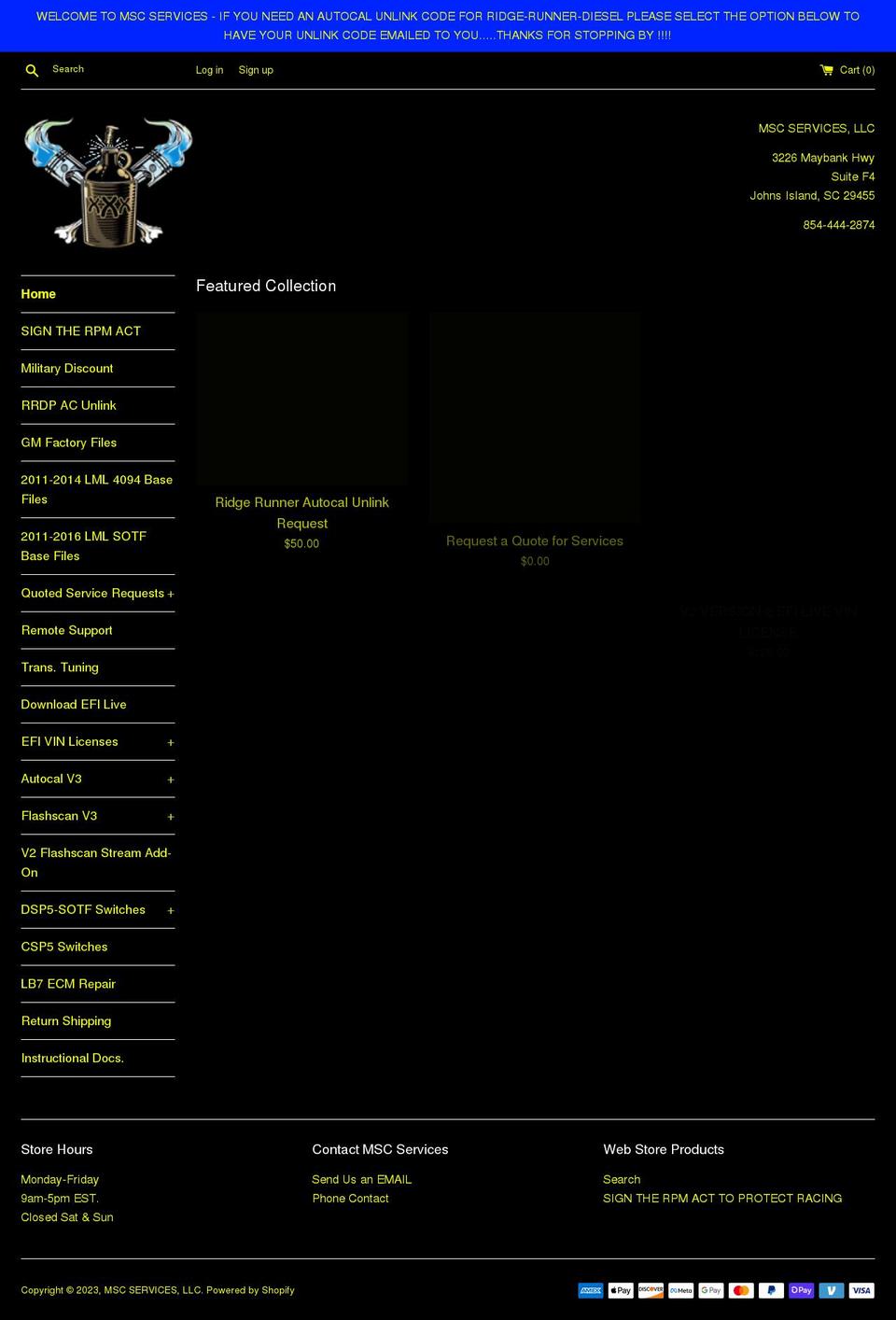 mscservices.net shopify website screenshot