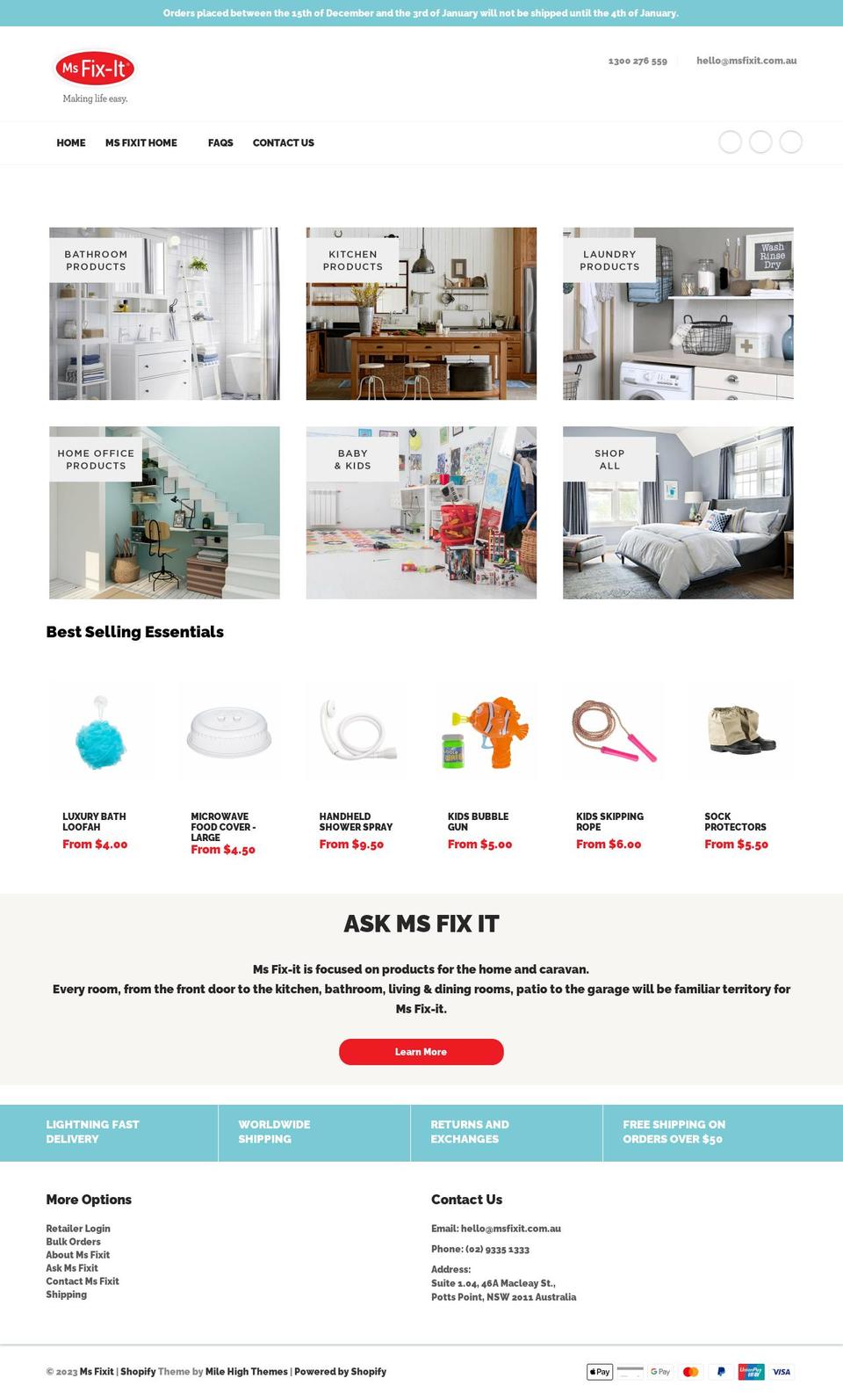 msfixit.com.au shopify website screenshot