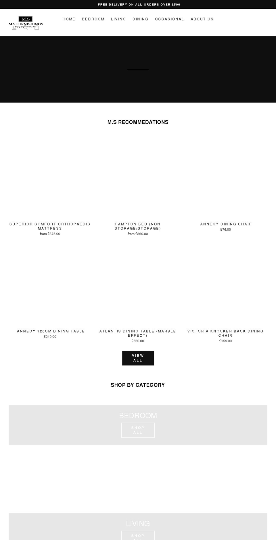 msfurnishings.co.uk shopify website screenshot