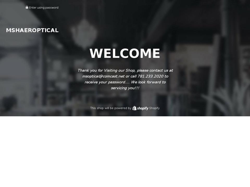 mshaeroptical.com — Shopify storefront screenshot