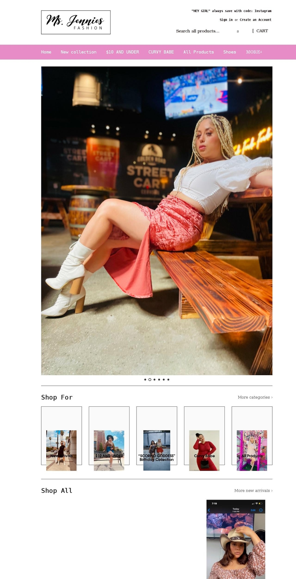 msjenniesfashion.com shopify website screenshot