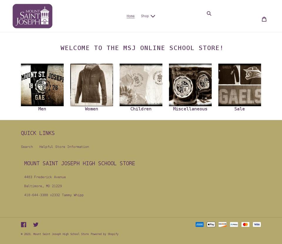 msjschoolstore.org shopify website screenshot