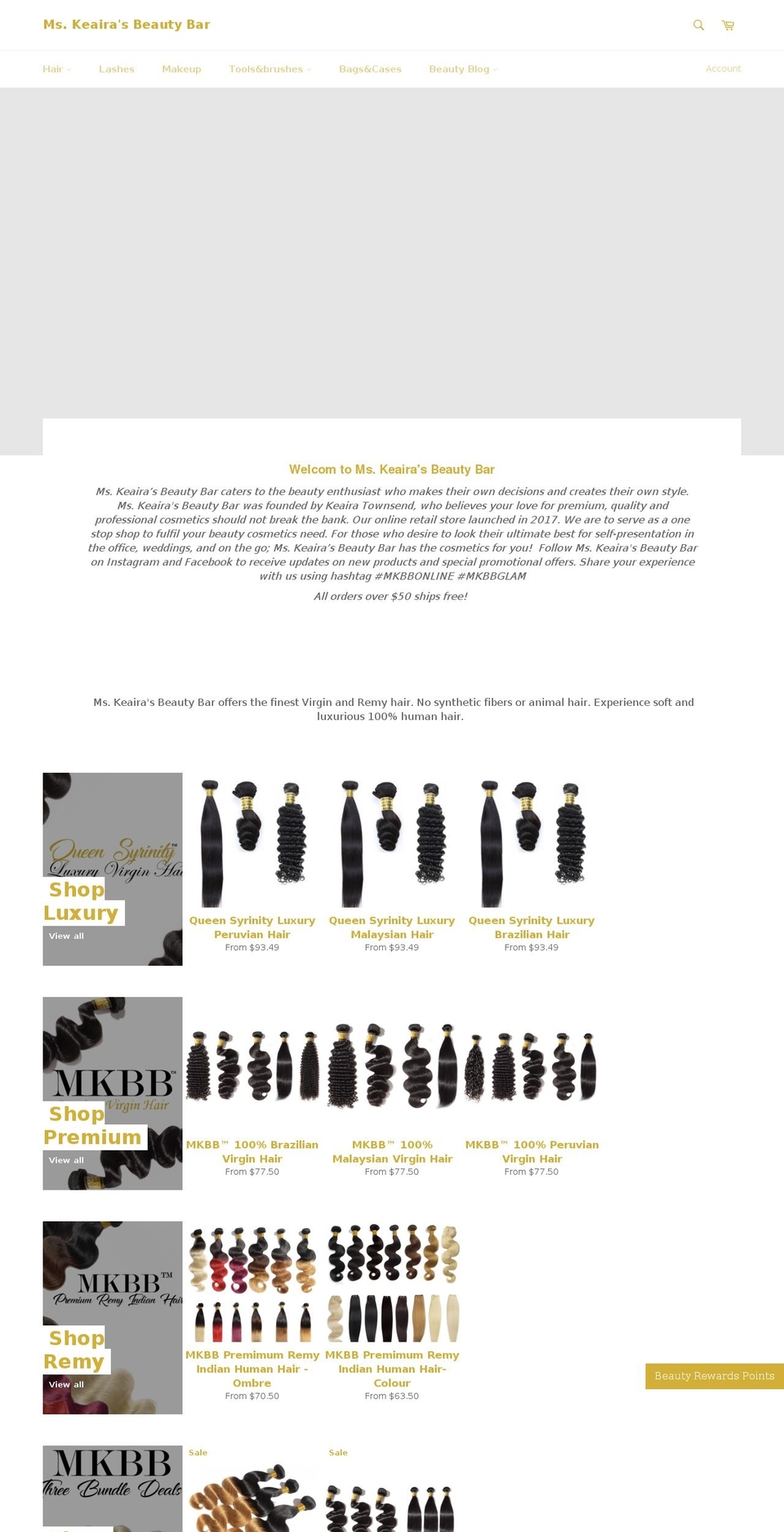 mskeairasbeautybar.com — Shopify storefront screenshot