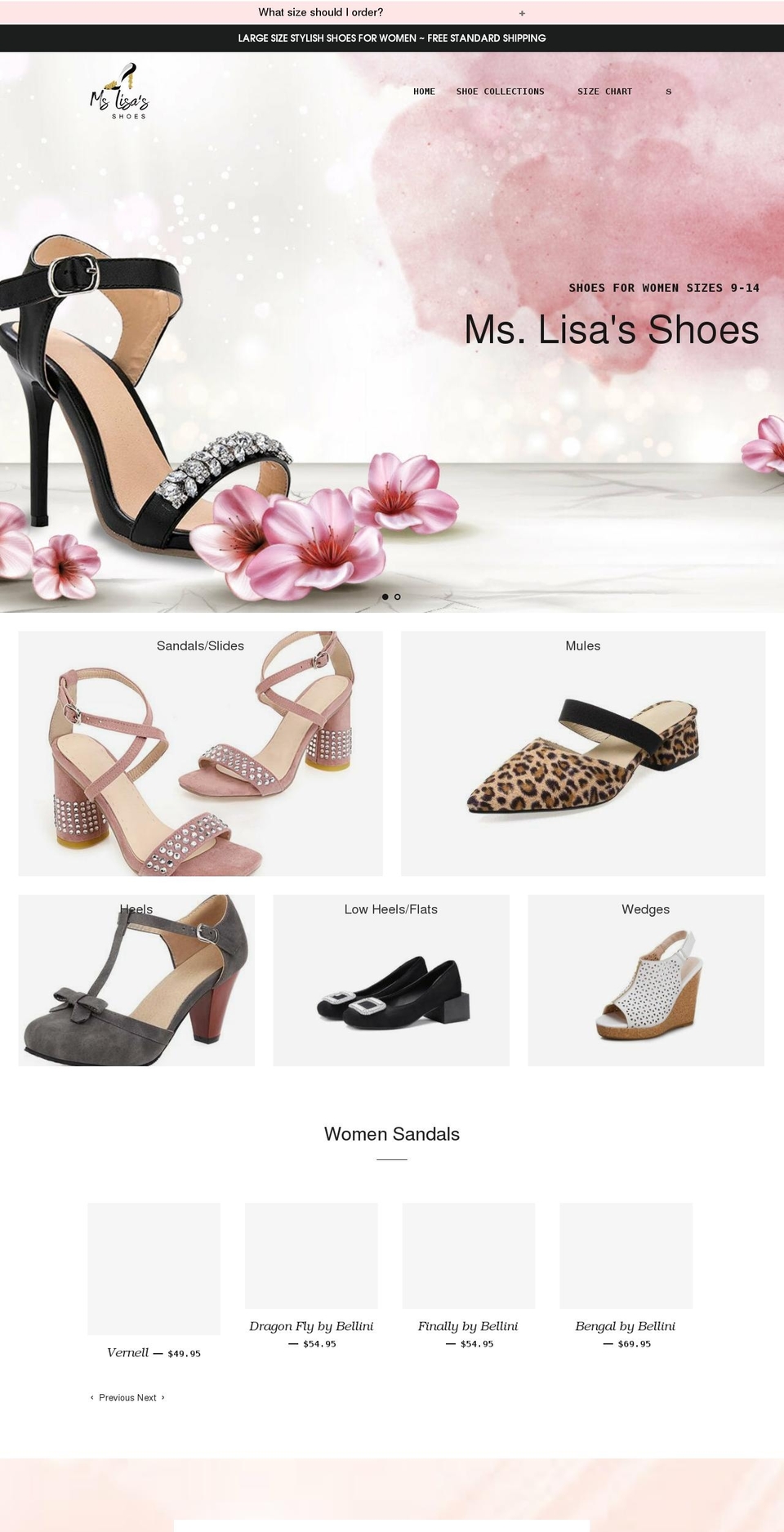 MS custom theme Shopify theme site example mslisasshoes.com