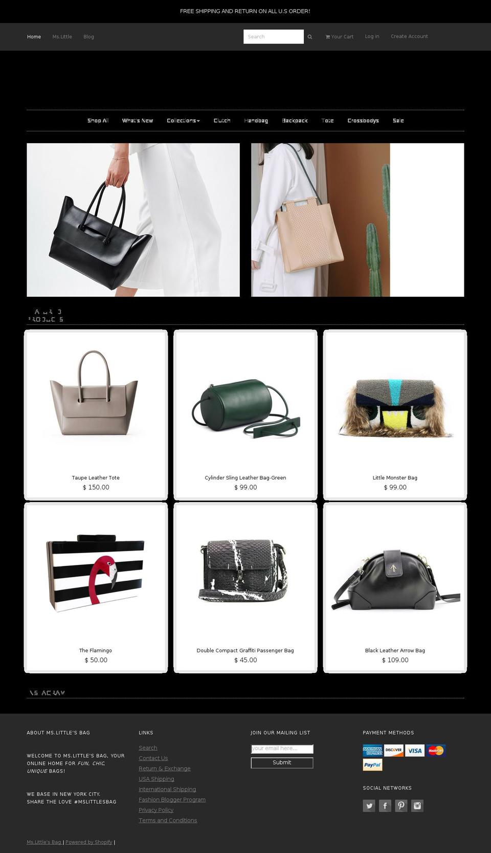 mslittlesbag.com shopify website screenshot