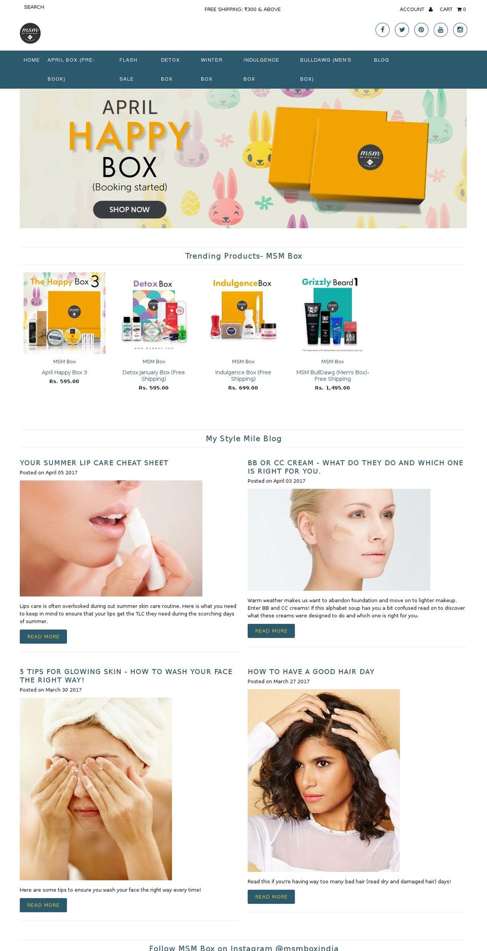 msmbox.com shopify website screenshot