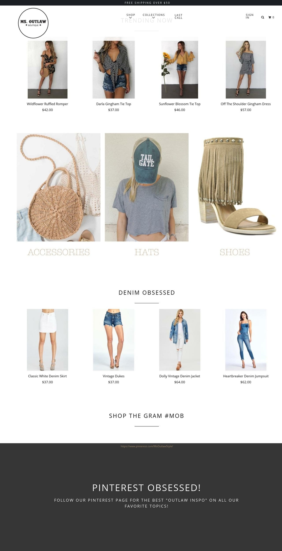 msoutlawboutique.com shopify website screenshot