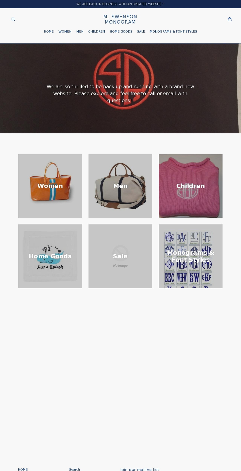 mswensonmonogram.com shopify website screenshot