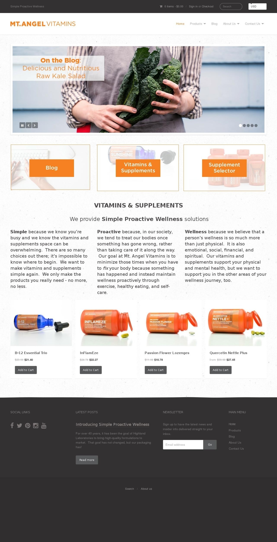 mtangelvitamins.com shopify website screenshot