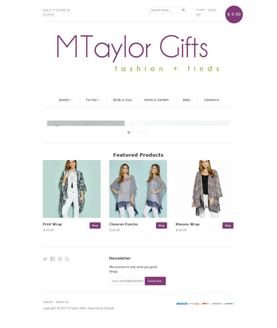 mtaylorgifts.com shopify website screenshot