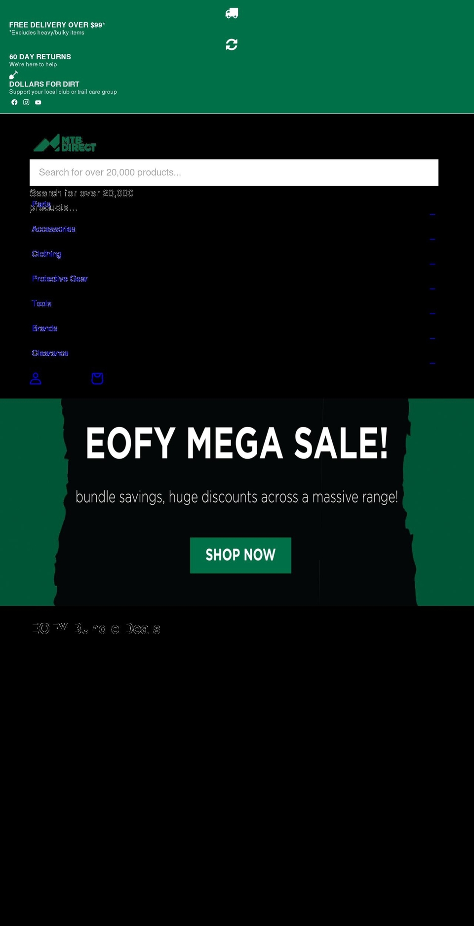 mtbdirect.com.au shopify website screenshot