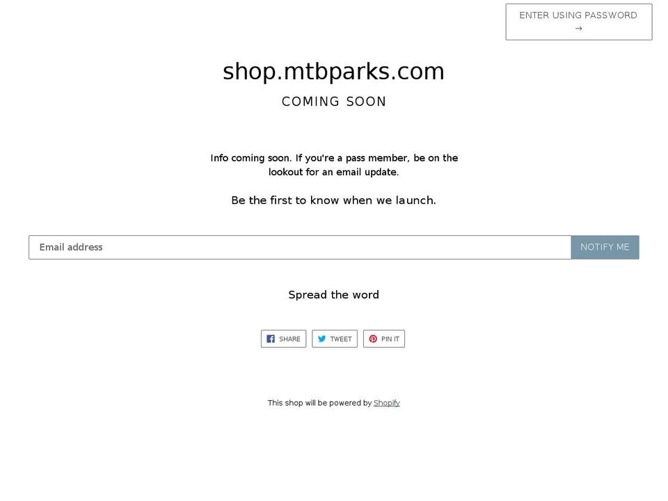 mtbparkspass.com — Shopify storefront screenshot