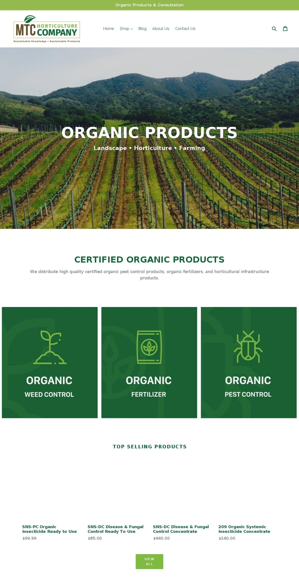 mtchorticulture.com — Shopify storefront screenshot