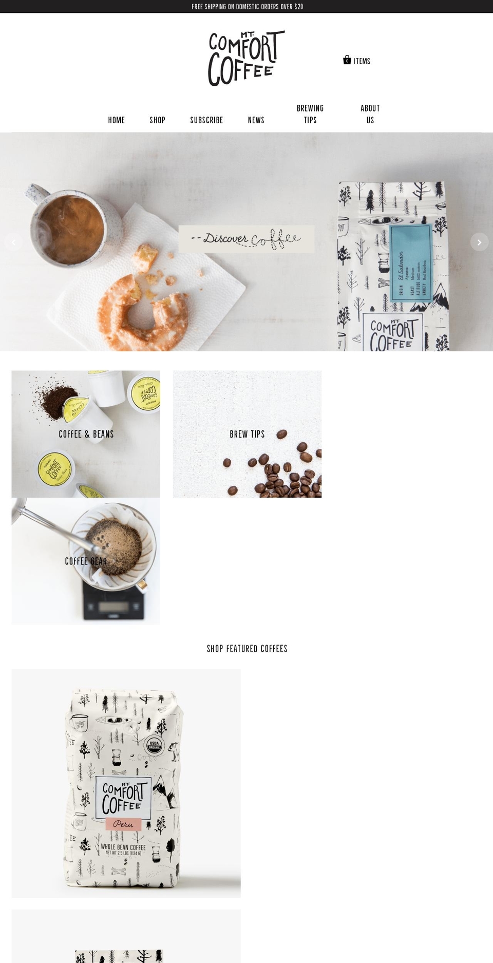 mtcomfortcoffee.com shopify website screenshot