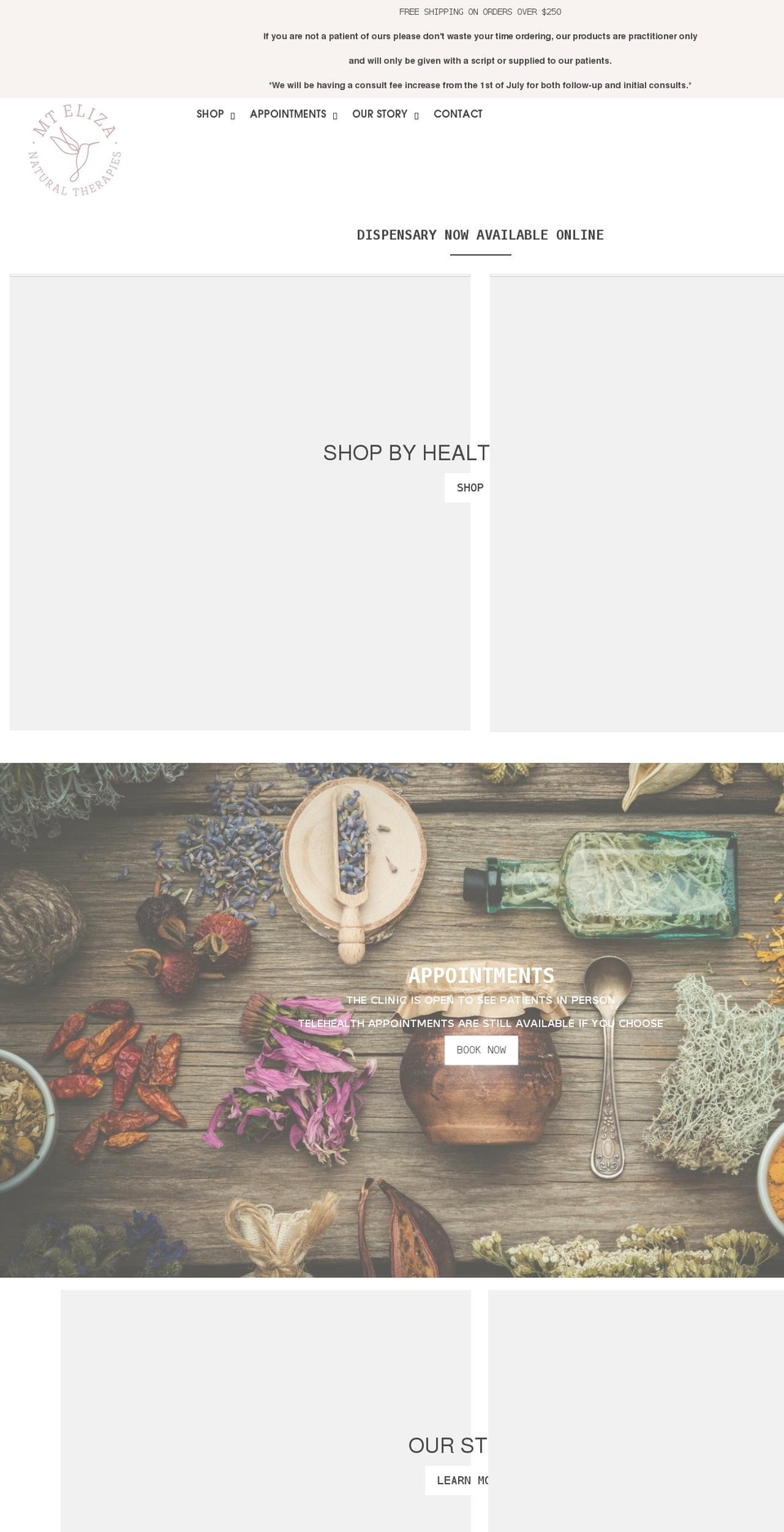 mtelizanaturaltherapies.com.au shopify website screenshot