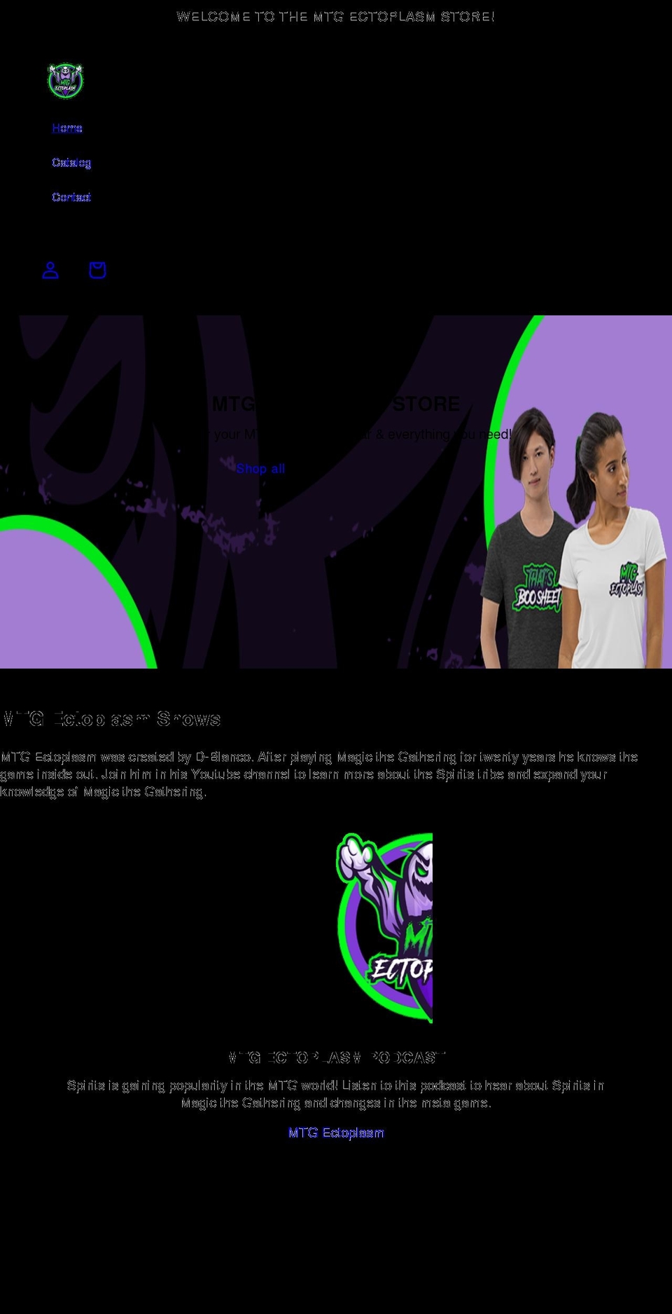 mtgectoplasm.com shopify website screenshot