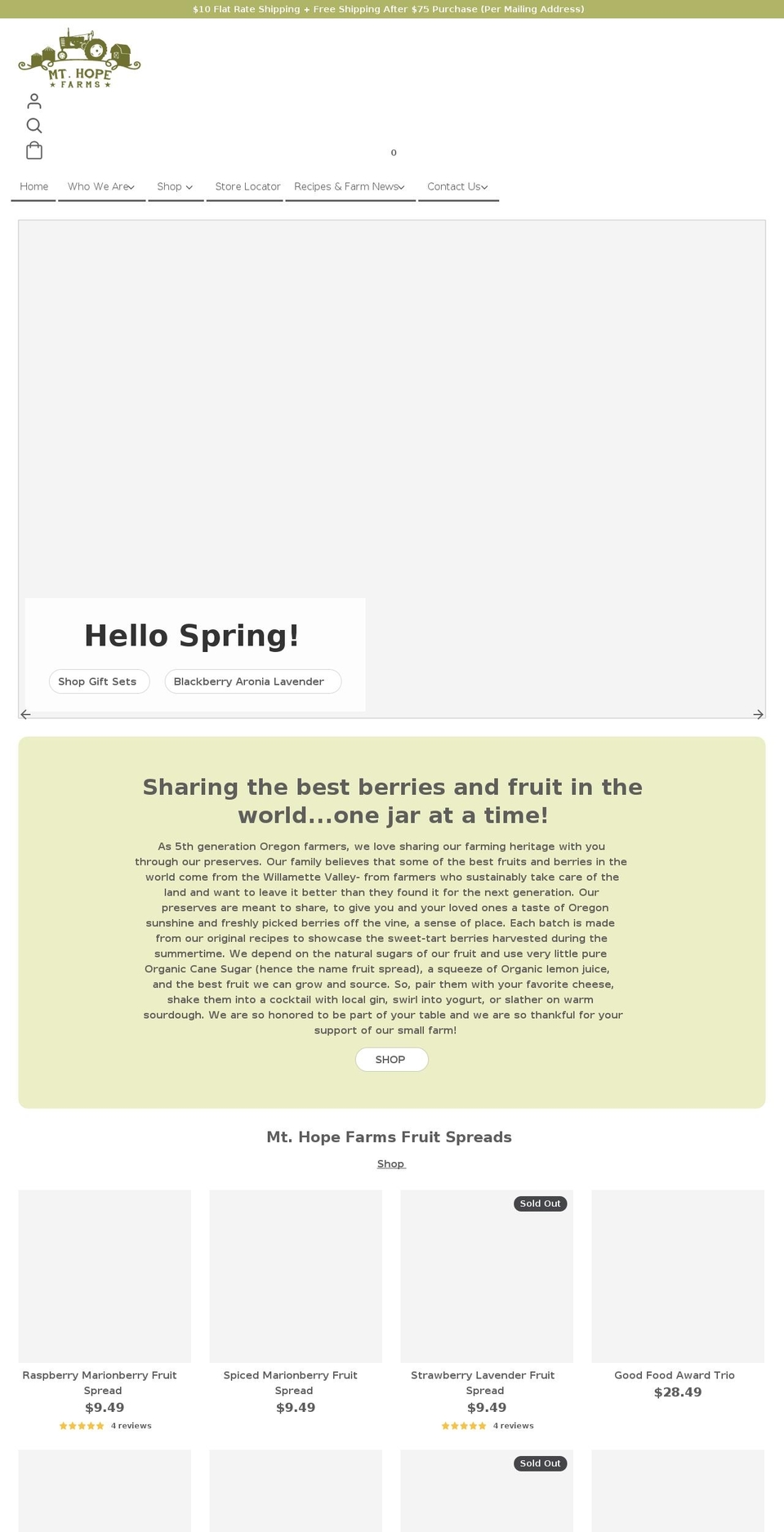 mthopefarmsoregon.com shopify website screenshot