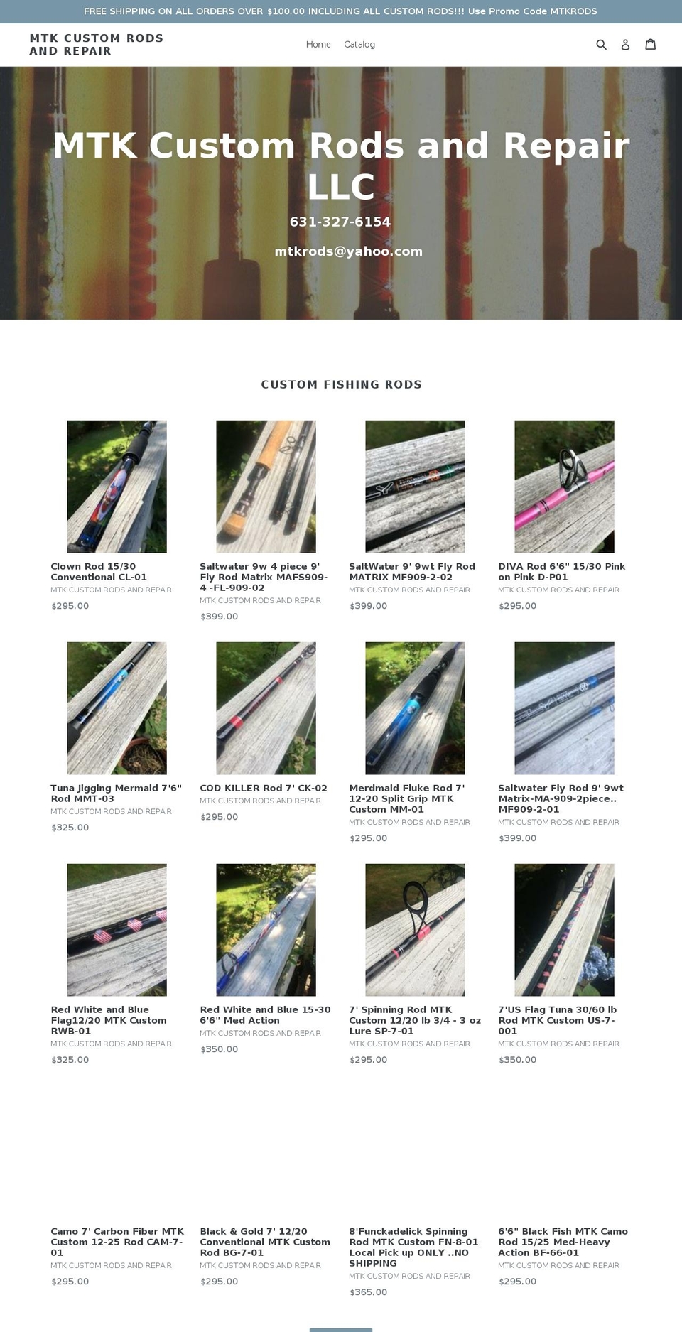 mtkcustomrodsandrepair.com — Shopify storefront screenshot