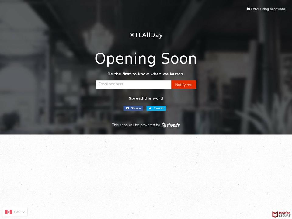 mtlallday.com — Shopify storefront screenshot