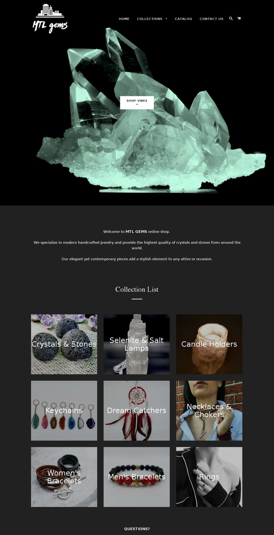 mtlgemstones.com — Shopify storefront screenshot