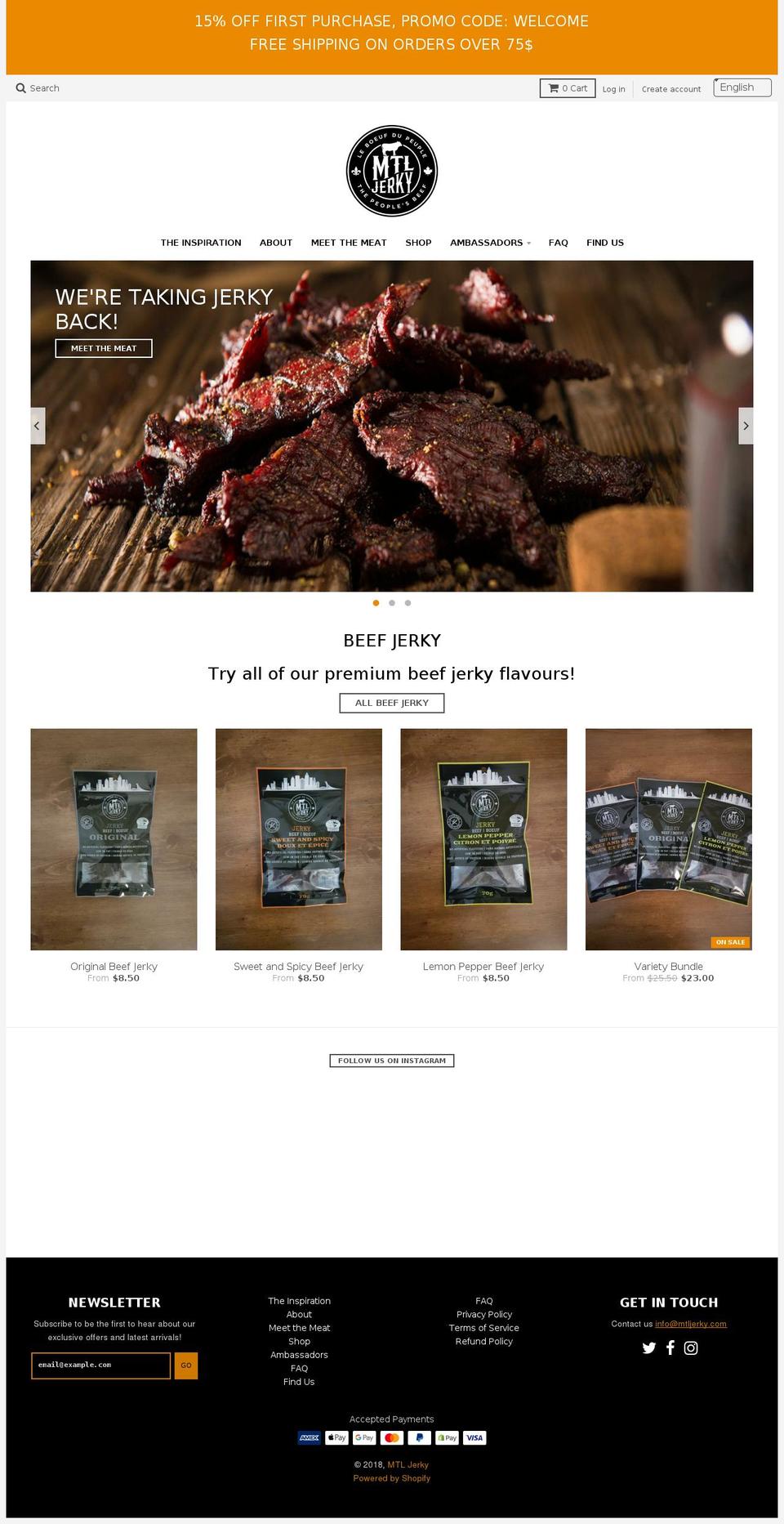 mtljerky.com shopify website screenshot