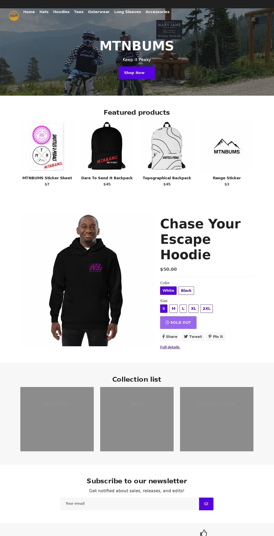 mtnbums.com shopify website screenshot