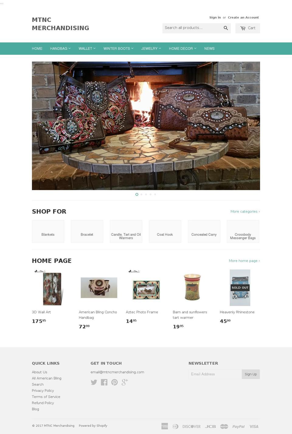 mtncmerchandising.com shopify website screenshot