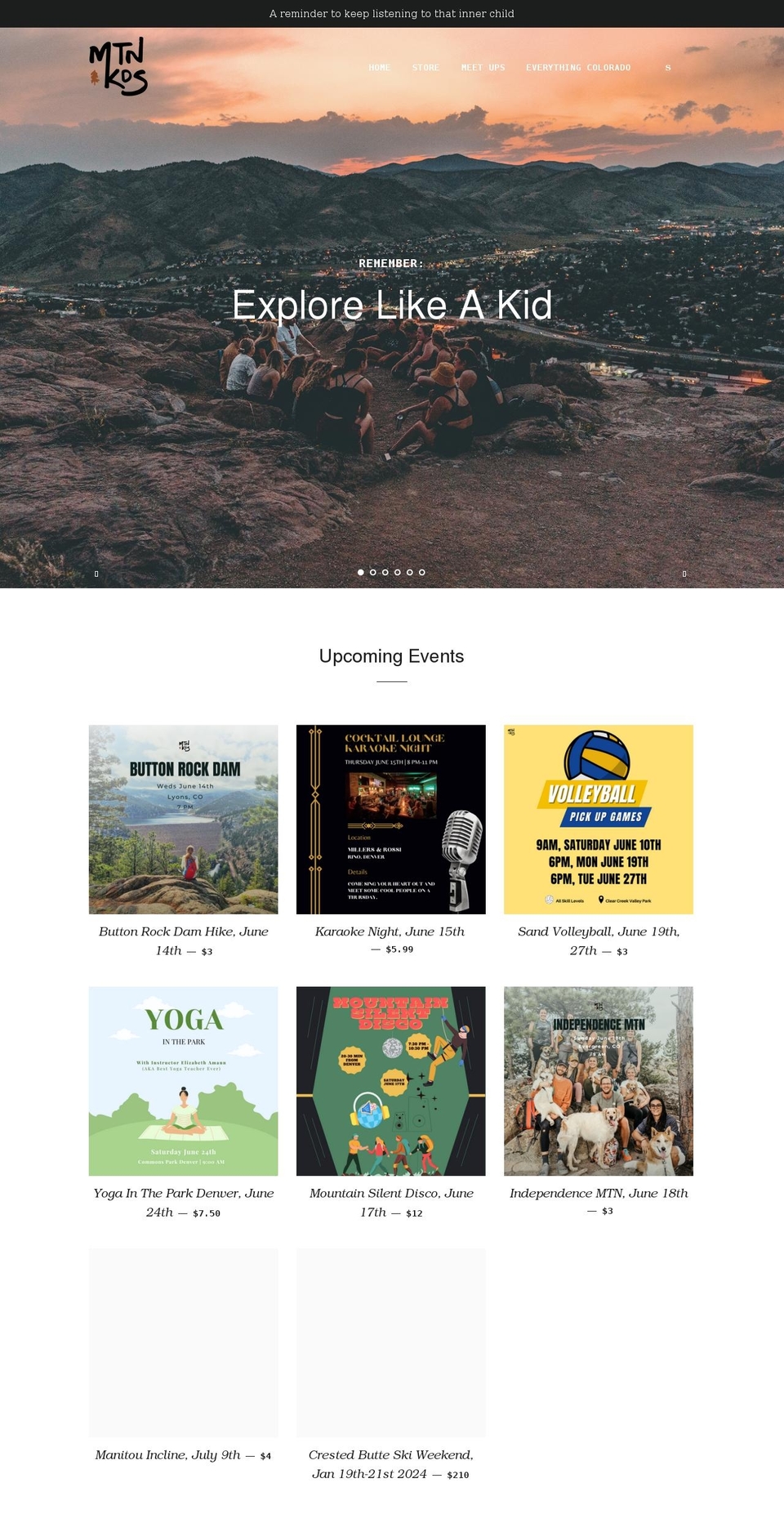 mtnkds.com shopify website screenshot
