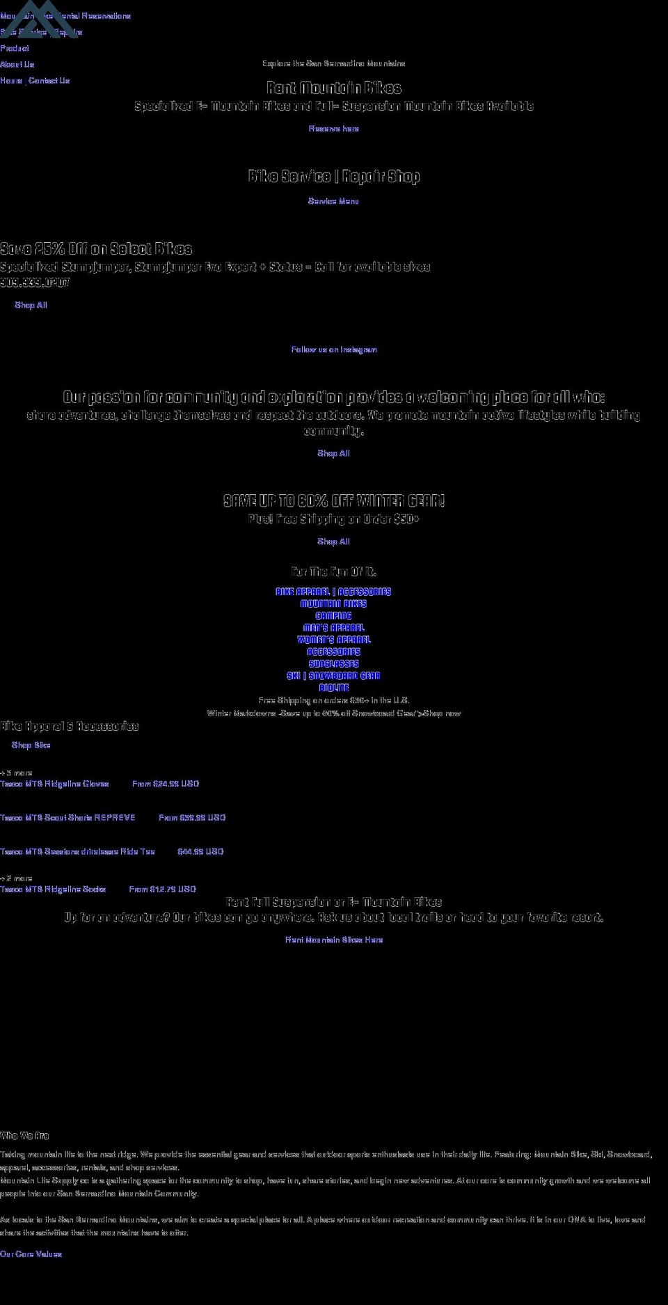 mtnlifesupplyco.com shopify website screenshot