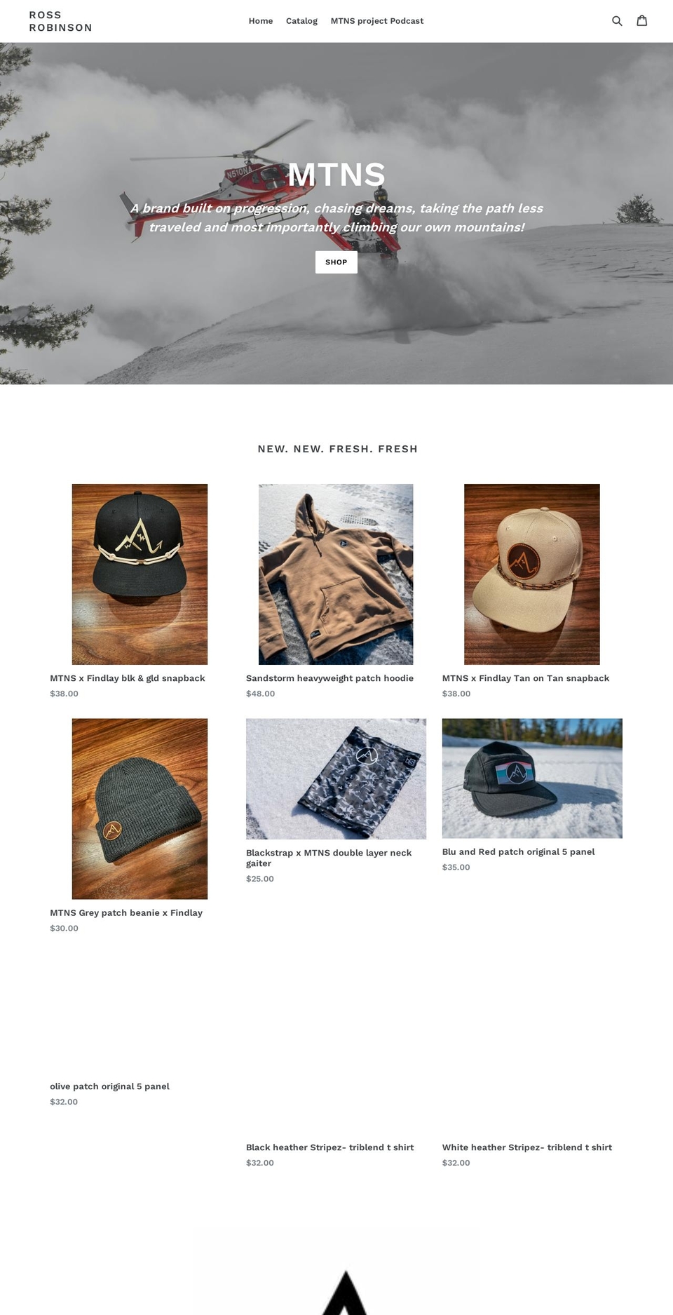 mtnsproject.com shopify website screenshot