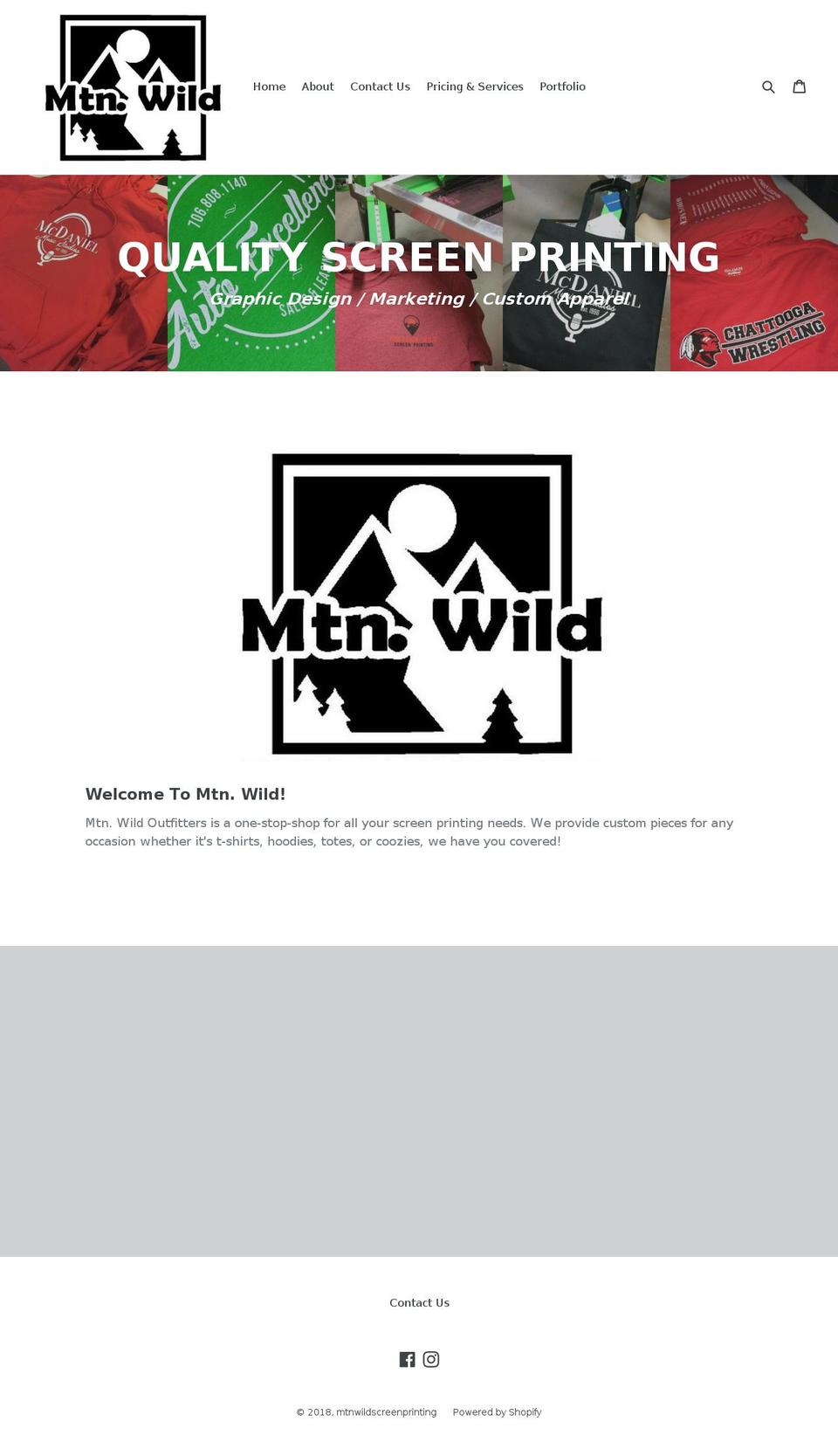 mtnwildscreenprinting.com — Shopify storefront screenshot