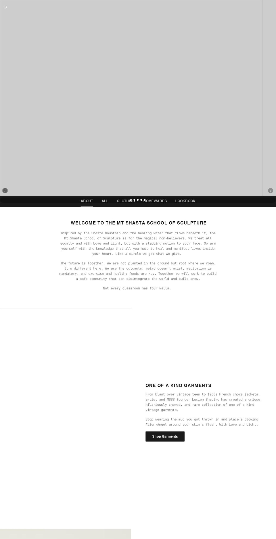 mtshastaschoolofsculpture.com shopify website screenshot