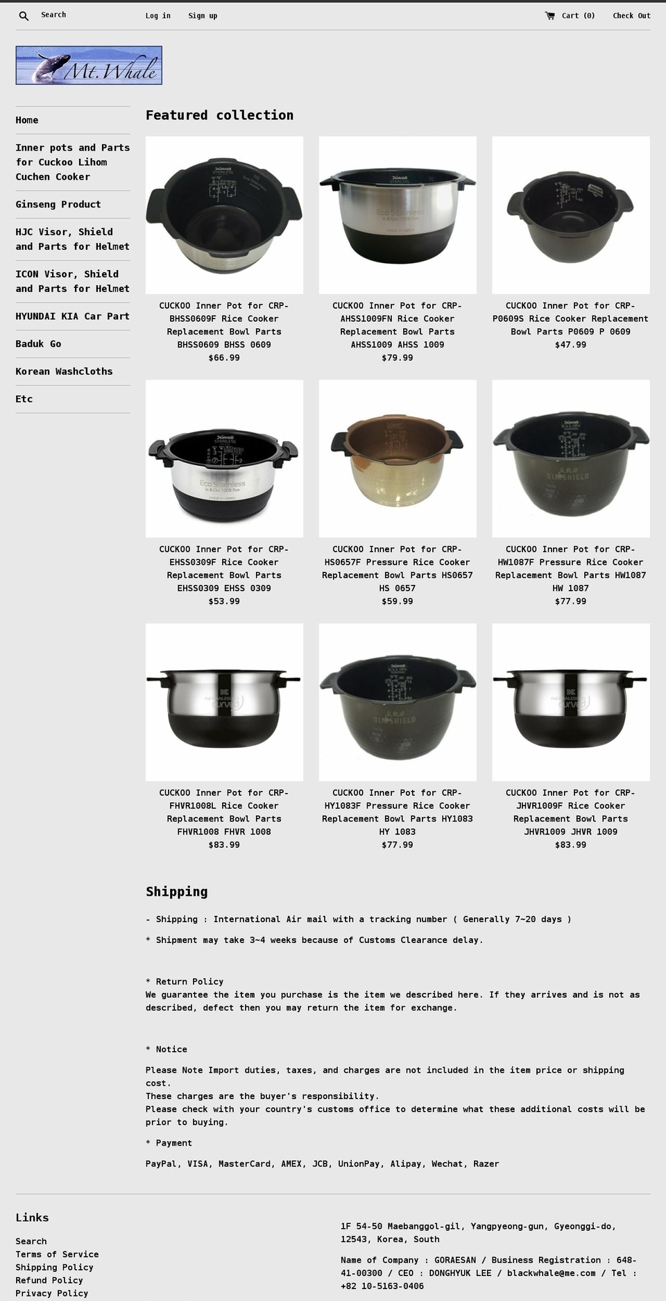 mtwhale.com shopify website screenshot