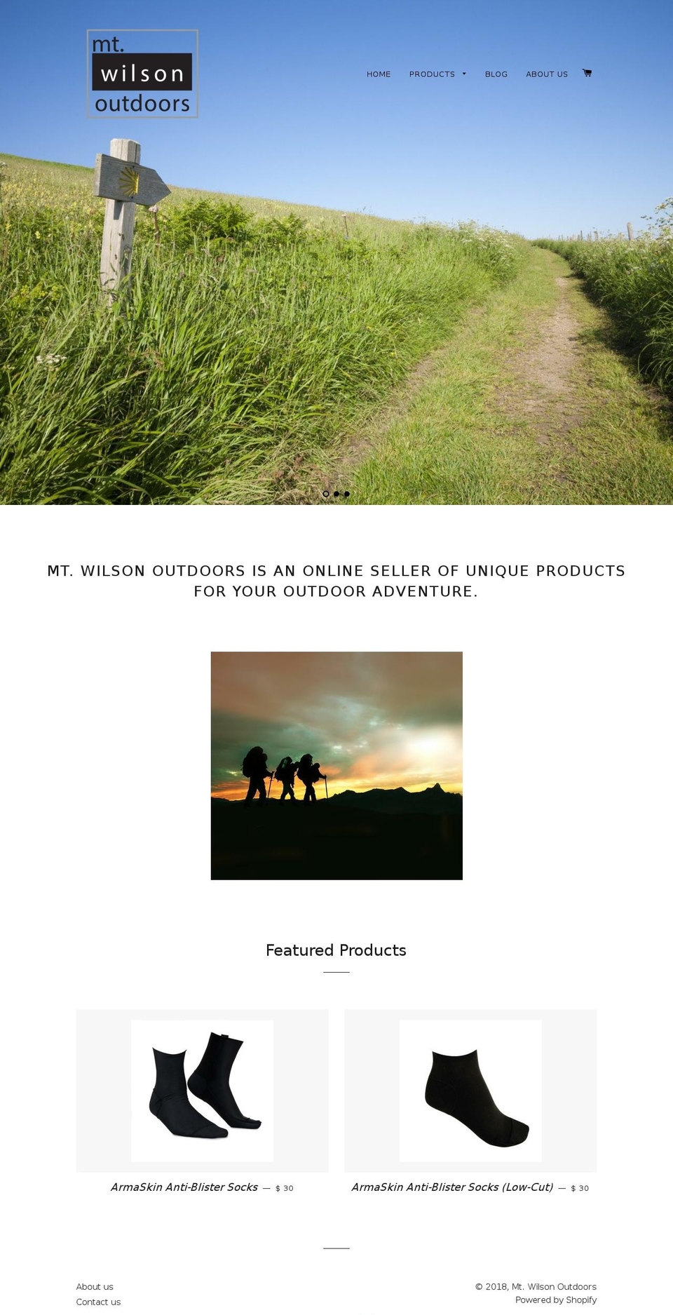 mtwilsonoutdoors.com — Shopify storefront screenshot