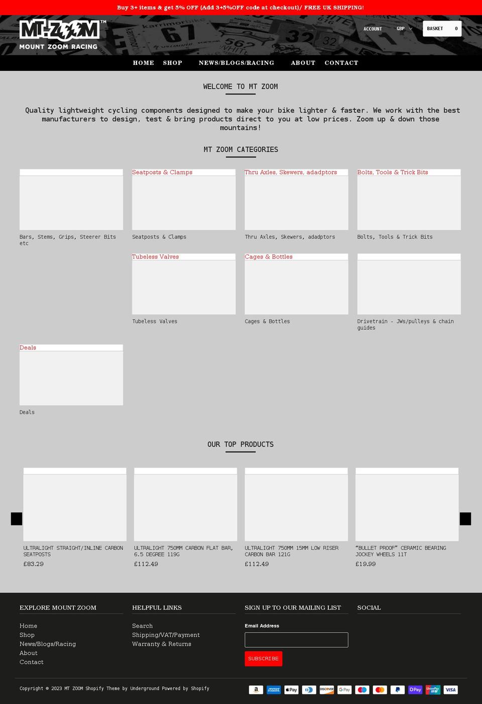 mtzoom.com shopify website screenshot