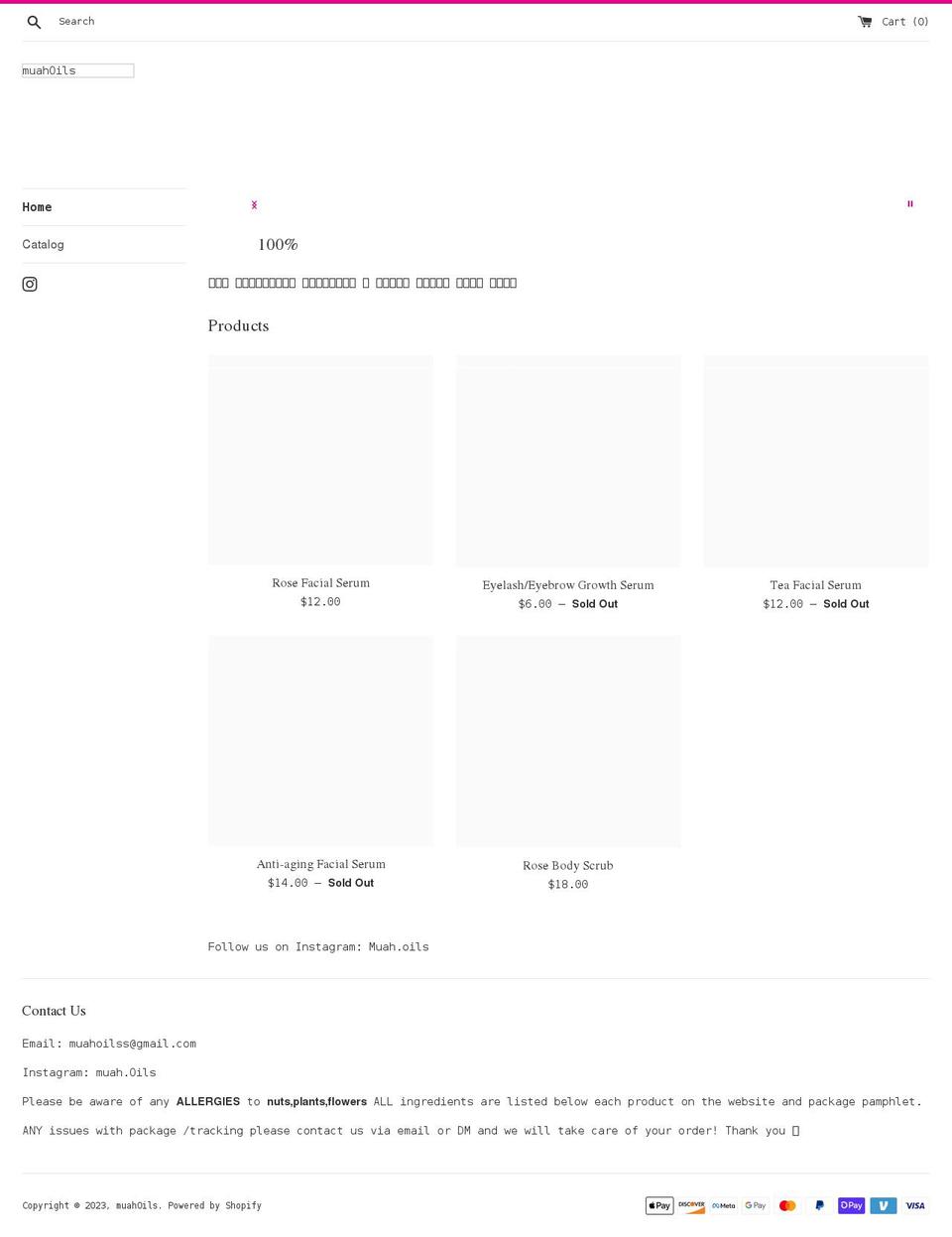 muahoils.com shopify website screenshot