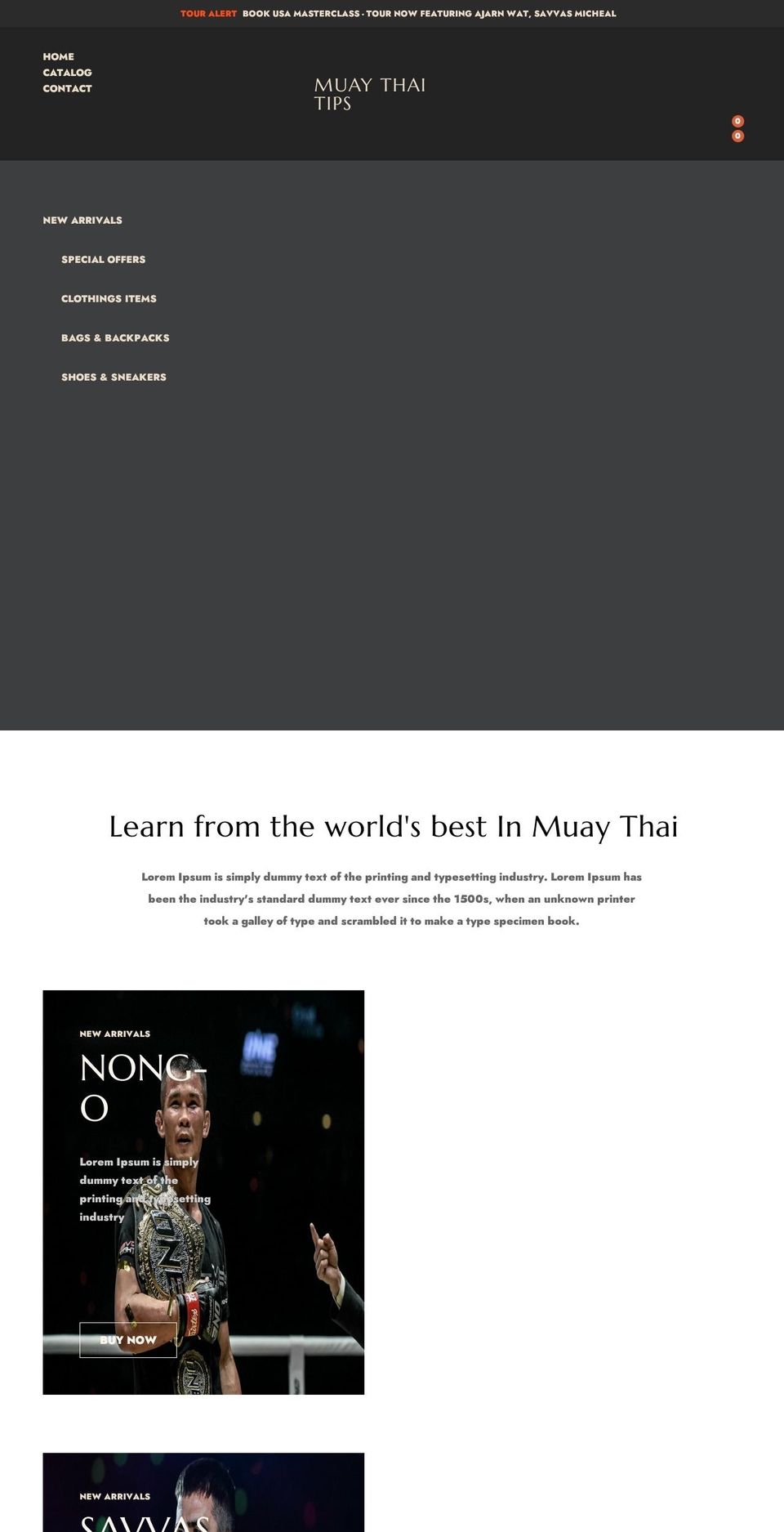 Full Site Shopify theme site example muaythai-tips.com