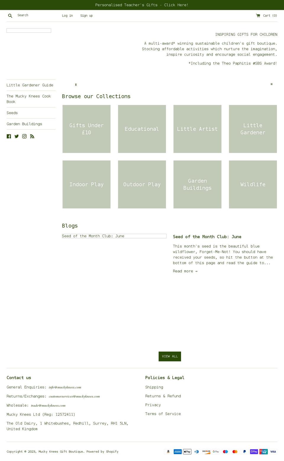 muckyknees.com shopify website screenshot