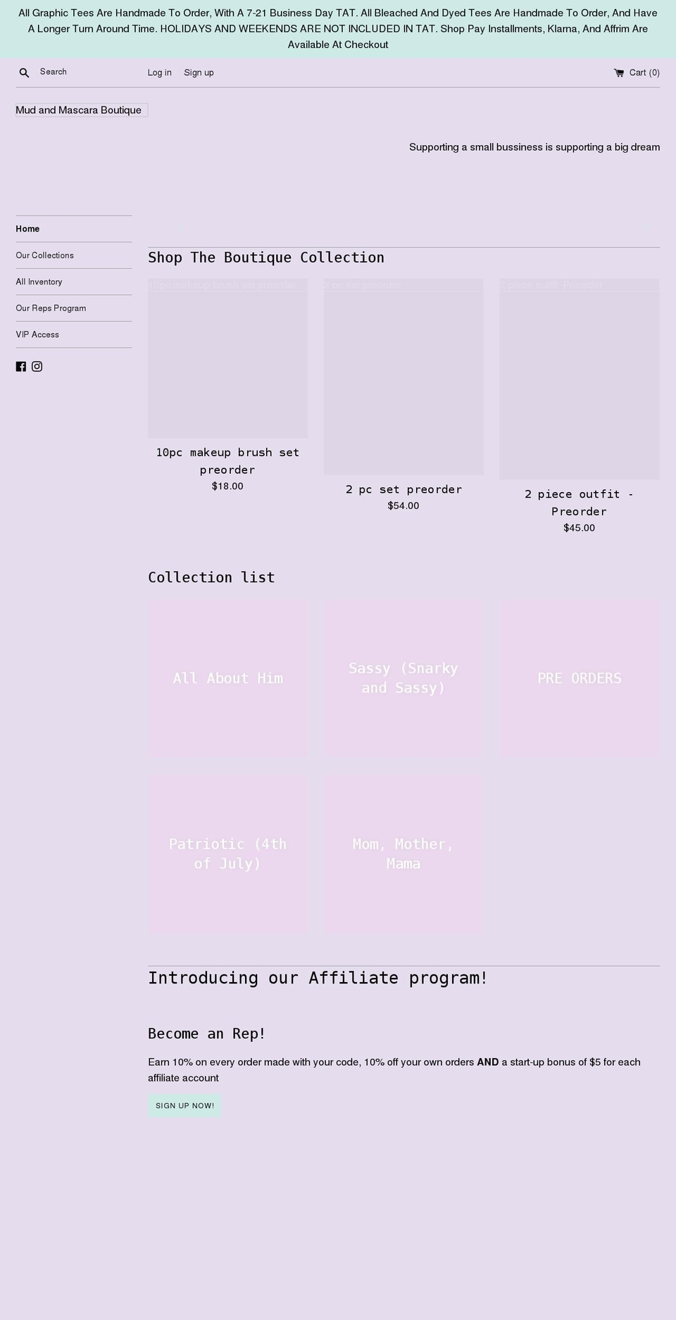 mudandmascaraa.com shopify website screenshot