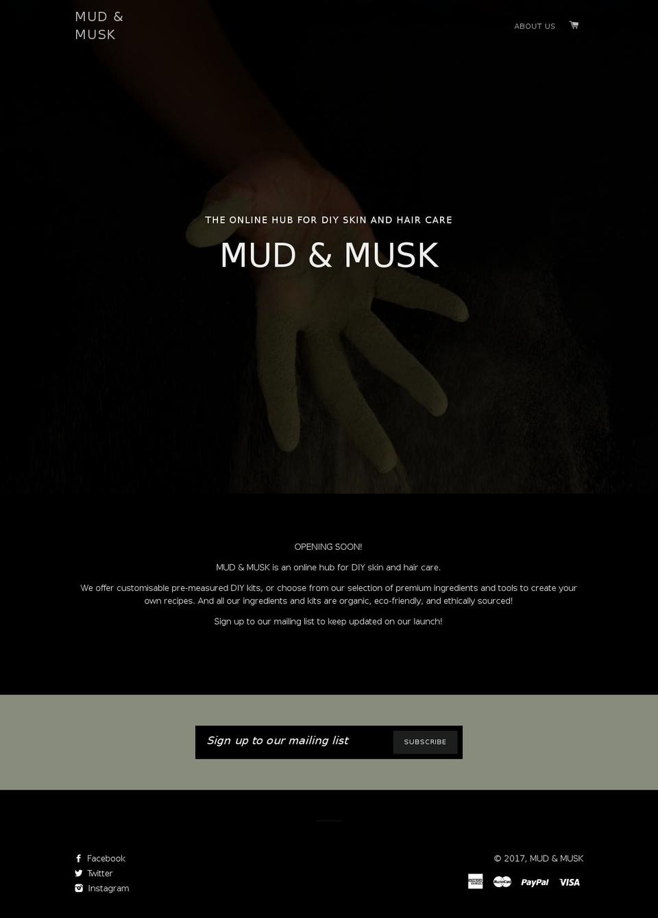 mudandmusk.com shopify website screenshot