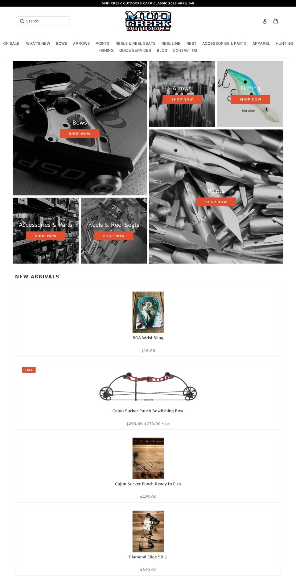 mudcreekoutdoors.com — Shopify storefront screenshot