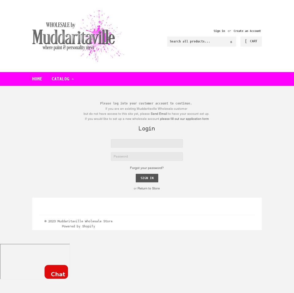 muddaritavillewholesale.com shopify website screenshot