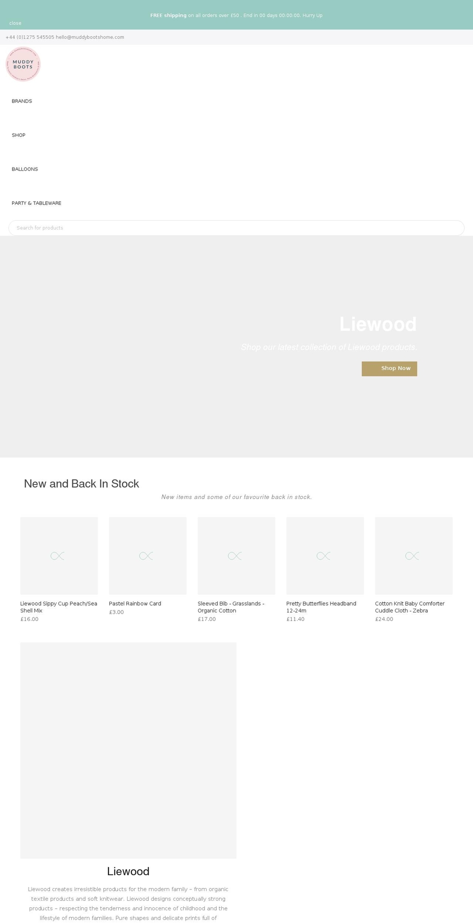 muddybootshome.com shopify website screenshot