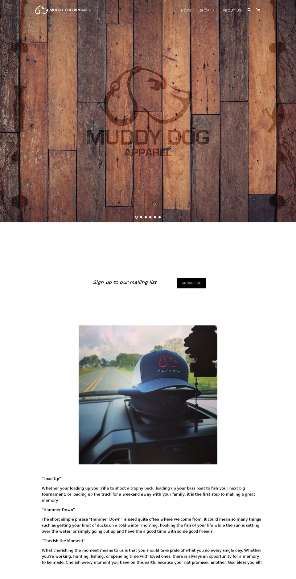 muddydog-apparel.com — Shopify storefront screenshot