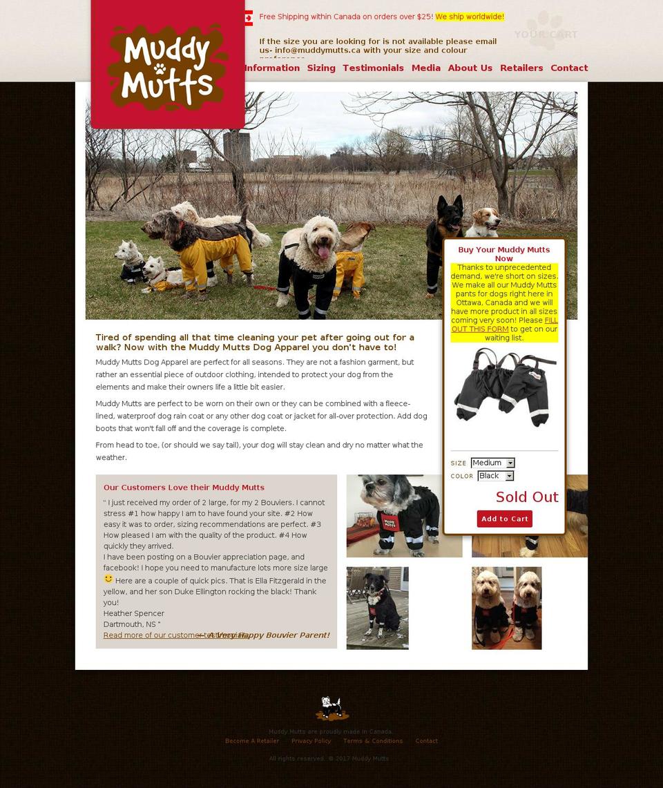 muddymutts.ca shopify website screenshot