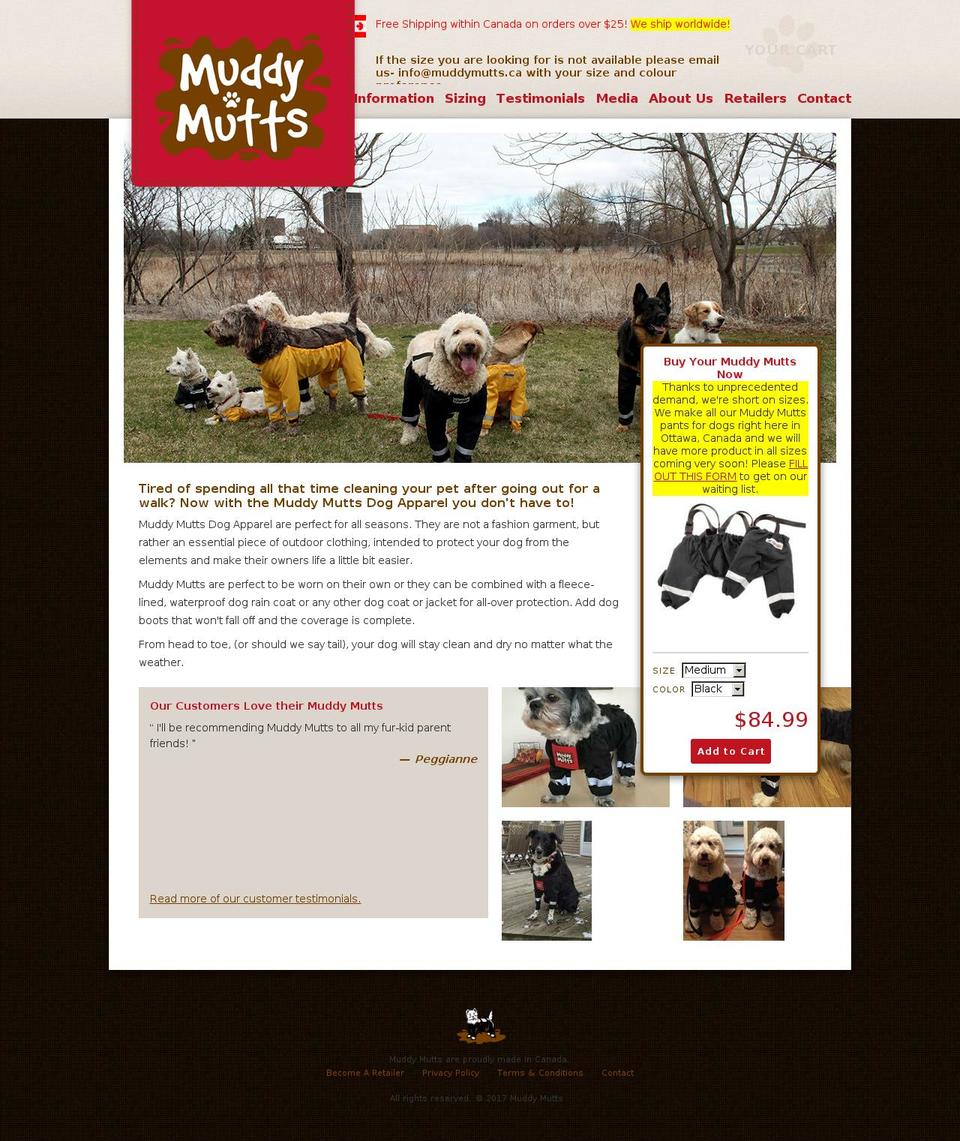 muddymutts.com shopify website screenshot