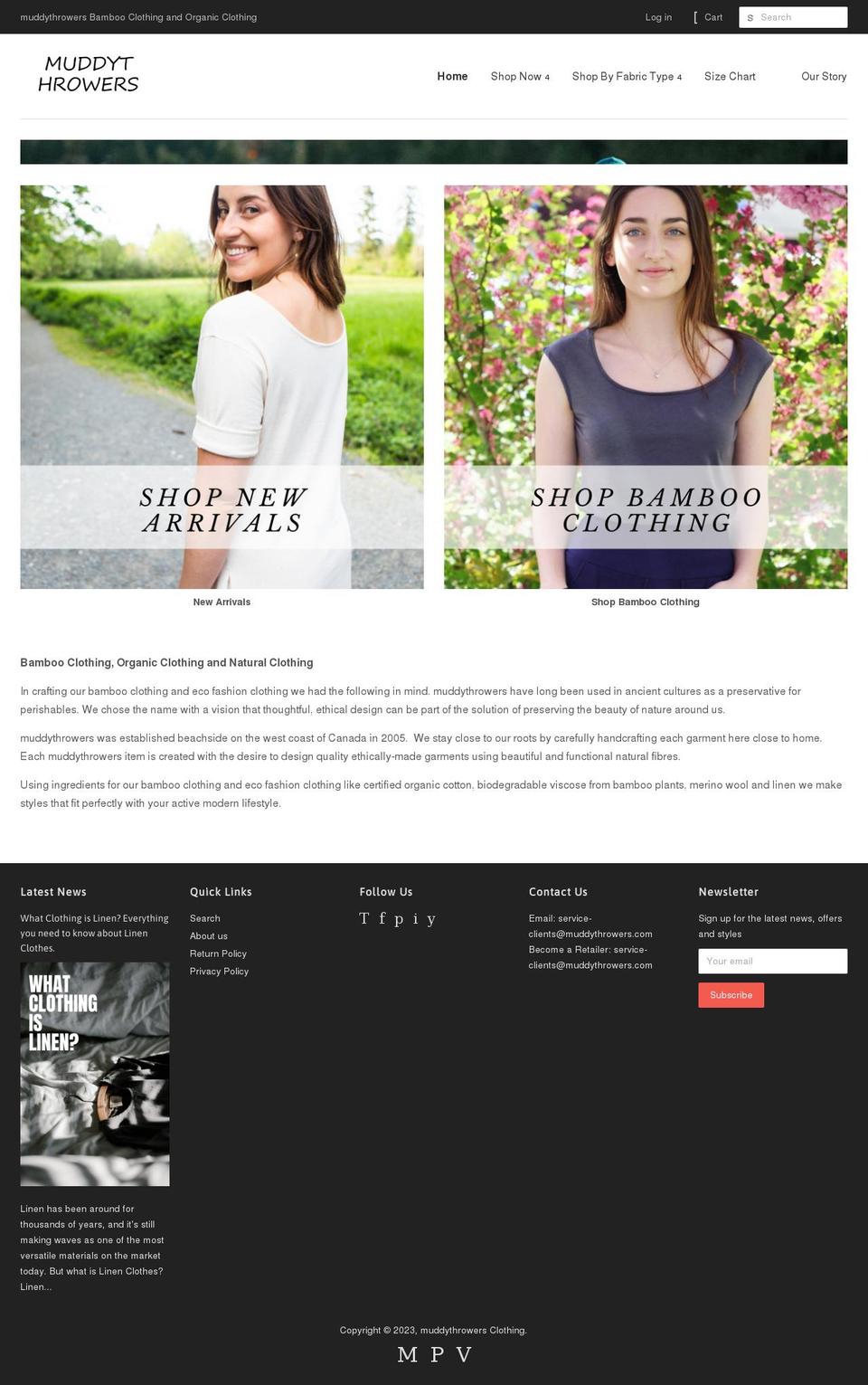 muddythrowers.com shopify website screenshot